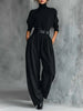 Luna | Ensemble Jumpsuit Col Roulé Manches Longues Haute Taille Ceinture