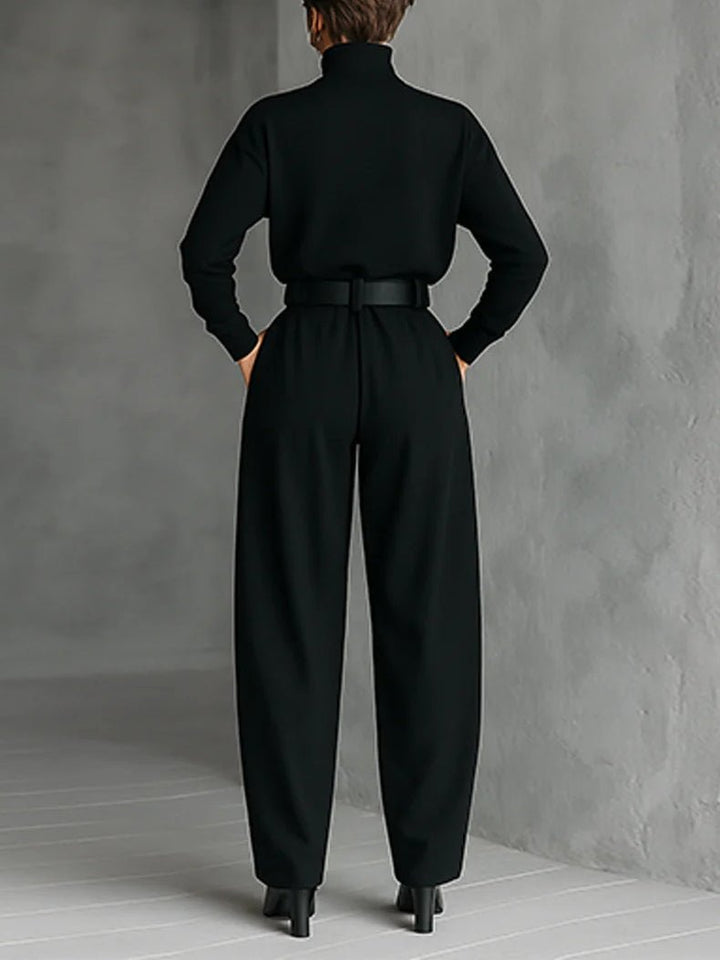 Luna | Turtleneck Jumpsuit Set Long Sleeve High Waist Belt