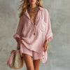Camila | Ensemble en Lin à Deux Pièces Chemise Boutonnée Shorts à Taille Élastique