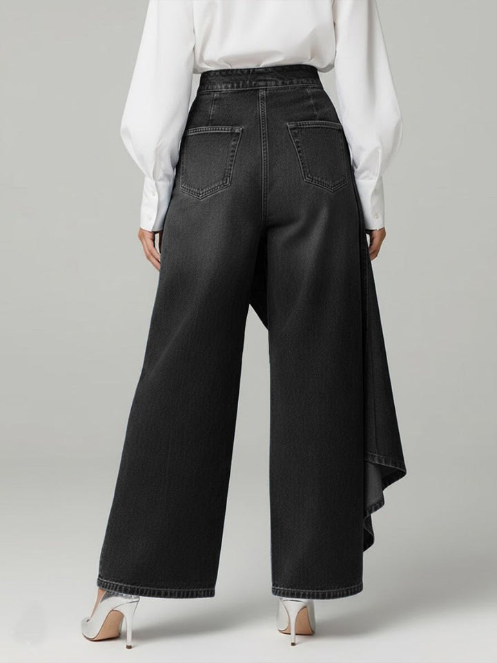 Olivia | Wide Leg Denim Pants High-Waisted Button Front Relaxed Fit