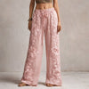 Camila | Pantalons à Large Jambe avec Broderie Florale et Cordons