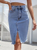 Jenna | Jupe Midi Femme Haute Taille Fente Avant