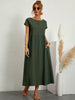 Hannah | Robe Midi Poche Femme Manche Courte Lâche