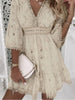 Scarlett | Robe Mini Boho Femme Col V Manches Bell Lacet Oeillet