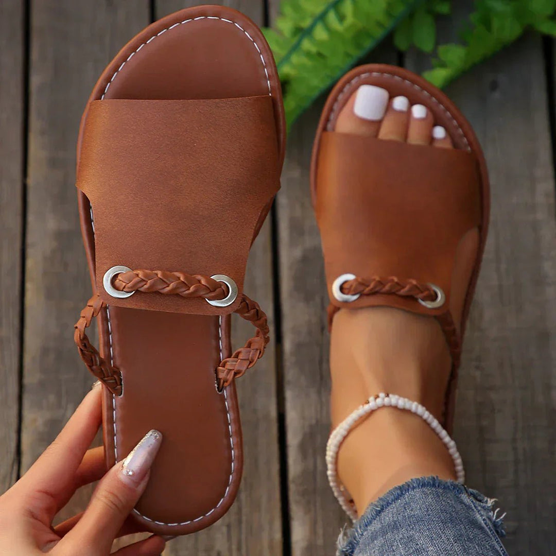 Isabella | Women's Braided Strap Flat Sandals Boho Style