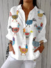 Sophia | Blouse Femme Bouton-Devant Impression Poule Colorée