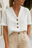 Harper | Blouse Femme Bouton Devant Manches Courtes Col en V