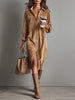 Jacklyn | Robe Midi Longue à Manches Bouton Devant pour Femme