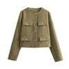Brooklyn | Veste Bomber Femme Cropped Bouton Devant