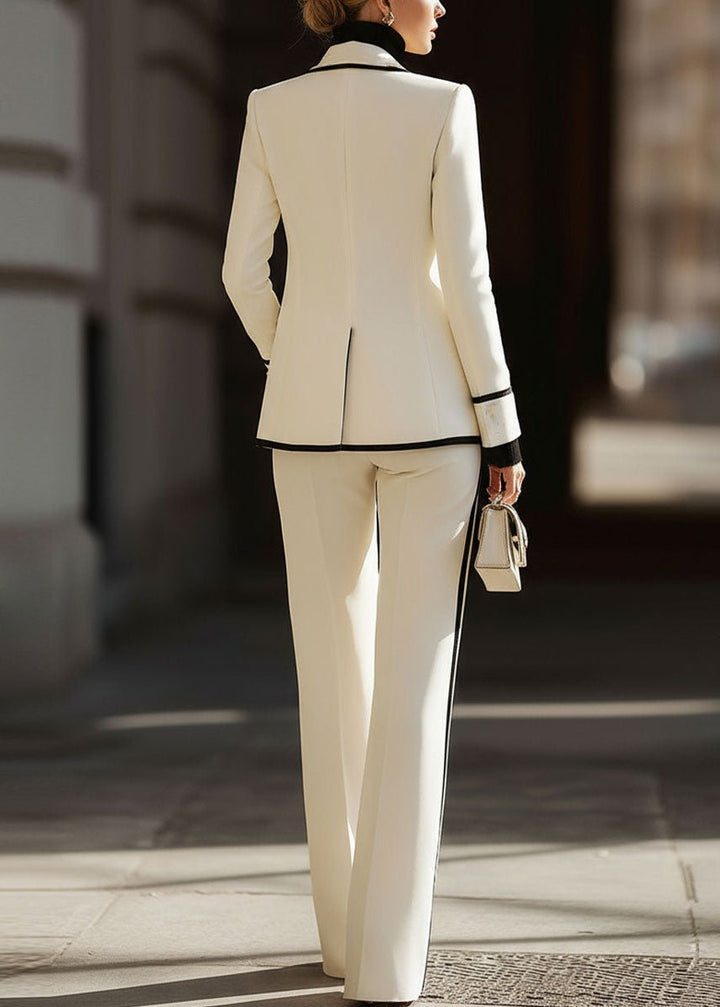 Chloe | Women's Double Breasted Suit Set Structured Blazer Wide Leg Pants