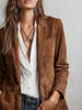 Olivia | Blazer en Faux Suède pour Femme Ajustement Tailleur Bouton Devant