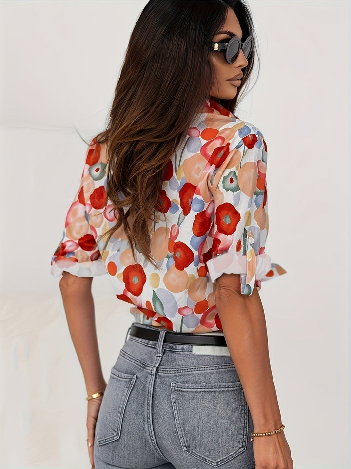 Grace | Women's Floral Button Down Blouse Long Sleeve Relaxed Fit