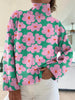 Evelyn | Sweatshirt Femme Col Roulé Floral Maille Ribbee Manches Longues