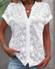 Layla | Blouse en dentelle florale à boutons pour femmes, manches courtes, en V