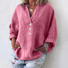 Charlotte | Blouse en lin pour femme à boutons, col en V, manches roulées