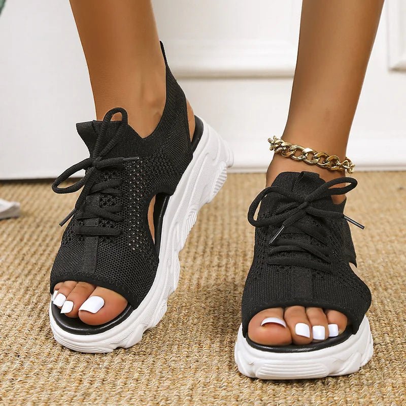 Camila | Women's Orthopedic Platform Sandals Lace-Up Knit