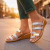 Grace | Sandales Orthopédiques Femmes Glissière Or Accent Paillettes