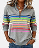 Madison | Sweatshirt Femme à Zip Quart de Manche Rayé à Manches Longues