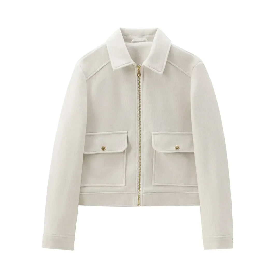 Beatrice | Women's Cropped Zip Up Bomber Jacket