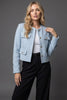 Victoria | Blazer Cropped en Tweed pour Femme Col Rond Boutons Or