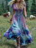 Sophia | Robe Maxi Fleur à Manches Courtes en V pour Femme