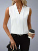 Chloe | Blouse sans manches femme en V avec devant plissé