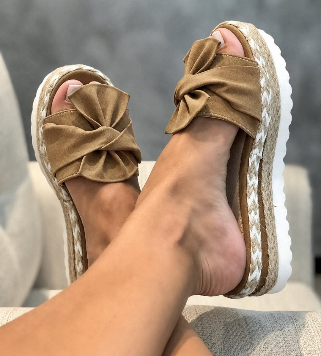 Aria | Women's Woven Wedge Sandals Bow Detail Platform