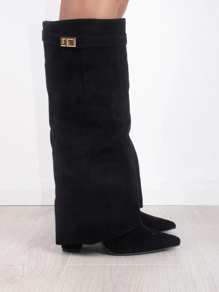 Bottes en Suède Hauteur Genou avec Talons