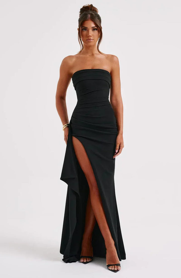 Robe Maxi Torsadée Femme Décollée des Épaules